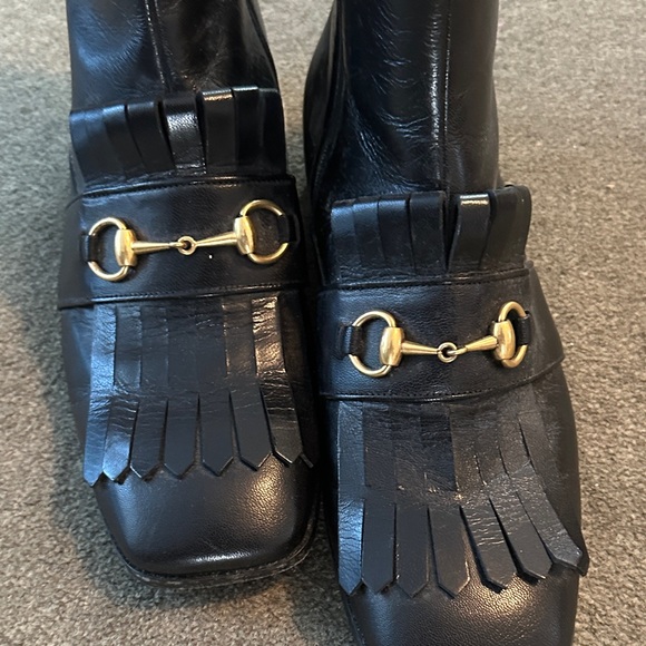 Gucci Black Leather Ankle Boots with Gold Hardware & Zipper main image 14